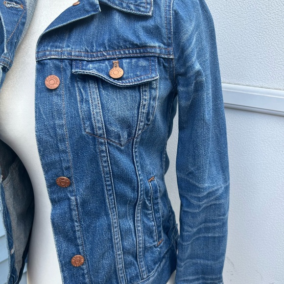 Madewell jean jacket WOMENS trucker jacket blue jean denim XS distressed - Picture 3 of 7